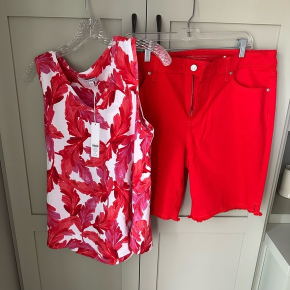 NWT Chico's Red & White Women's Sleeveless Tank Top, Sz 2 (Med, 12-14) - Picture 2 of 7